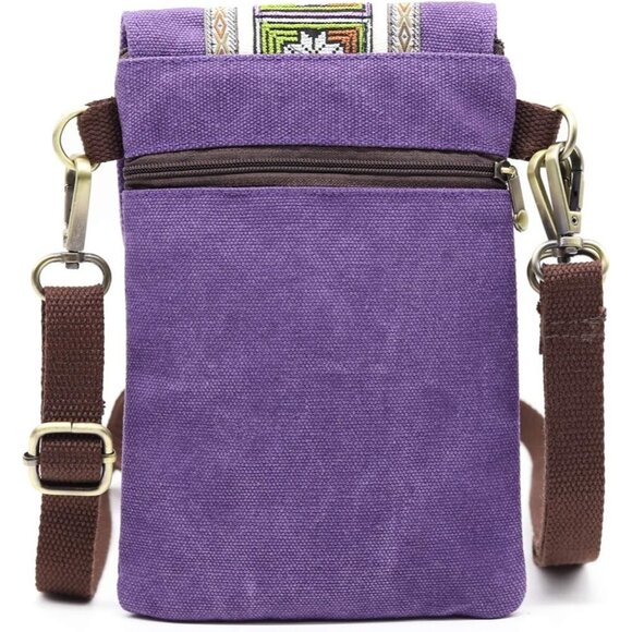 Women's Purple Vintage Embroidered Cute Mini Cross Body Bag Small Handbags - Picture 2 of 6